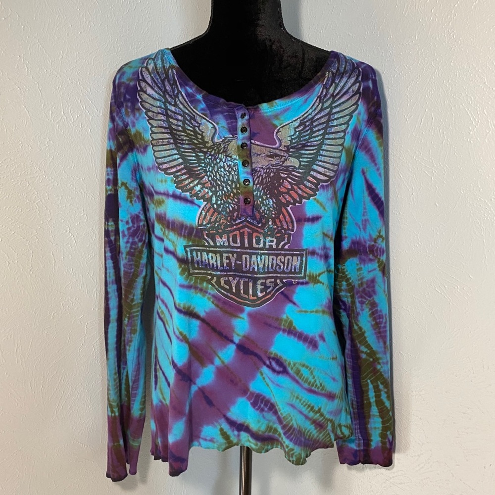 Harley Davidson Tie Dye Eagle Long Sleeve Shirt